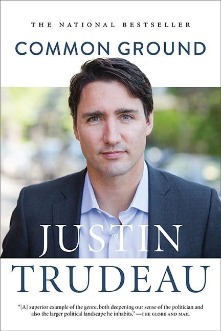 Book cover of 'Common Ground' by Justin Trudeau featuring a portrait of him against a blurred outdoor background.