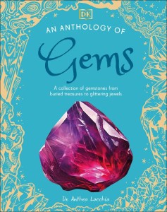 Cover of the book 'An Anthology of Gems' featuring a large, sparkling purple gemstone against a decorative turquoise background.
